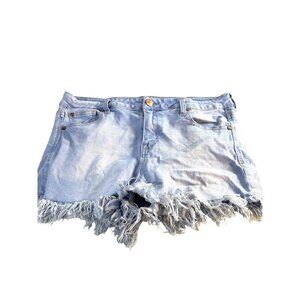 CPJ Womens Jean Shorts Light Wash Raw Hem Stretch Size 13